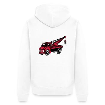 Auto Spielzeug Laster Kran abschleppen autokran La - Unisex Premium Bio Zip Hoodie - Weiß - Hinten - Thijin (182cm)