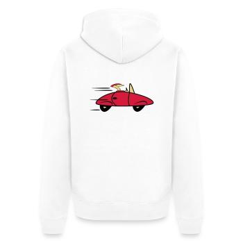 Auto Sportwagen schnell Wagen - Unisex Premium Bio Zip Hoodie - Weiß - Hinten - Thijin (182cm)