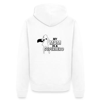 My mom is a Superhero-Meine Mama ist ein Superheld - Unisex Premium Bio Zip Hoodie - Weiß - Hinten - Thijin (182cm)