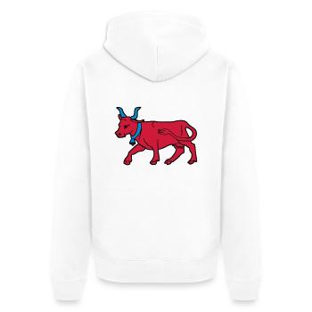 drawing red cow vector butcher breeder - Unisex Premium Organic Zip Hoodie - white - Back - Thijin (182cm)