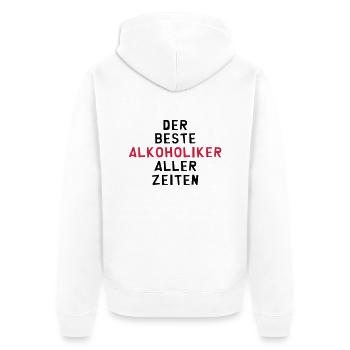Alkohol - Alkoholiker - Alkoholikerin - Aperitif - Unisex Premium Bio Zip Hoodie - Weiß - Hinten - Thijin (182cm)