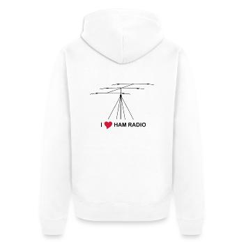 ham_radio - Unisex Premium Bio Zip Hoodie - Weiß - Hinten - Thijin (182cm)