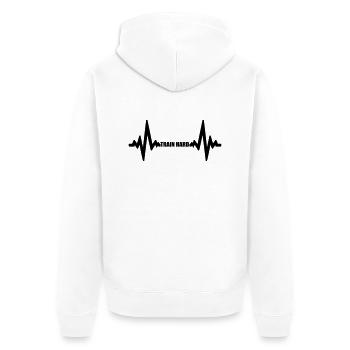 cool design puls frequenz herzschlag train hard te - Unisex Premium Bio Zip Hoodie - Weiß - Hinten - Thijin (182cm)