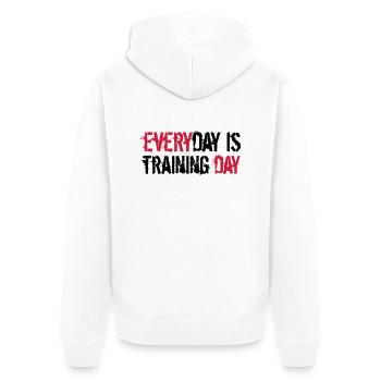 everyday is training day gym muskeln stark workout - Unisex Premium Bio Zip Hoodie - Weiß - Hinten - Thijin (182cm)