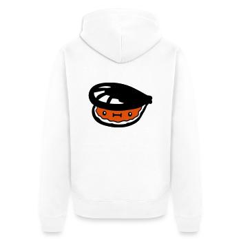 kleine suesse muschel mit gesicht - Unisex Premium Bio Zip Hoodie - Weiß - Hinten - Thijin (182cm)