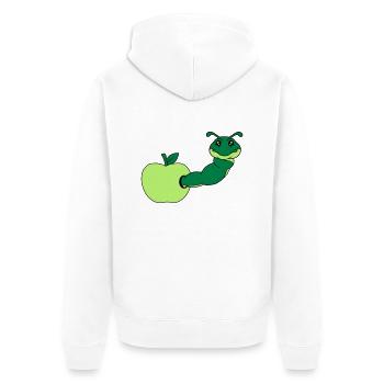 apfel essen loch lecker hunger schnecke kriechen r - Unisex Premium Bio Zip Hoodie - Weiß - Hinten - Thijin (182cm)