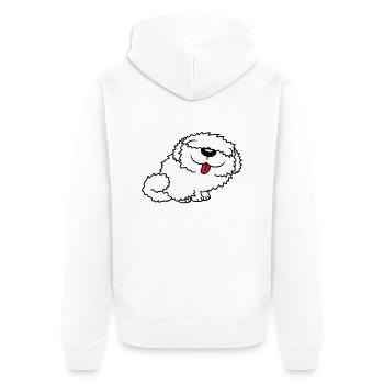 Lustiger Bobtail Hund - Unisex Premium Bio Zip Hoodie - Weiß - Hinten - Thijin (182cm)