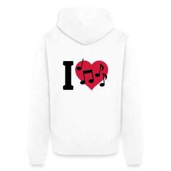 I love Music - J'aime la musique - Veste à capuche bio Premium Unisexe - blanc - Dos - Thijin (182cm)