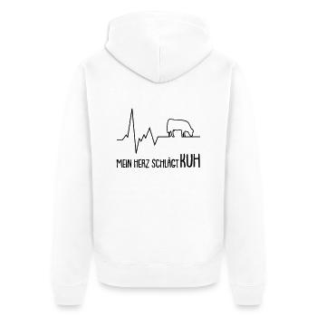 mein herz schlägt kuh - Unisex Premium Bio Zip Hoodie - Weiß - Hinten - Thijin (182cm)