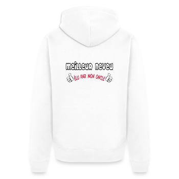Soeur / Neveu / Nièce / Gendre / Frère / Papy / - Veste à capuche bio Premium Unisexe - blanc - Dos - Thijin (182cm)