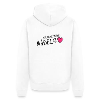 nie ohne meine maedels herz - Unisex Premium Bio Zip Hoodie - Weiß - Hinten - Thijin (182cm)