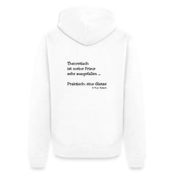 theoretisch ausgefallene Frisur Glatze - Unisex Premium Bio Zip Hoodie - Weiß - Hinten - Thijin (182cm)