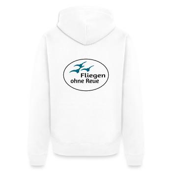 Fliegen ohne Reue - Unisex Premium Bio Zip Hoodie - Weiß - Hinten - Thijin (182cm)