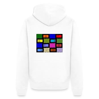 Grafisches Muster Farbwirbel - Unisex Premium Bio Zip Hoodie - Weiß - Hinten - Thijin (182cm)