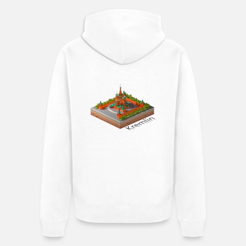 Low poly géométrique Le Kremlin - Veste à capuche bio Premium Unisexe - blanc