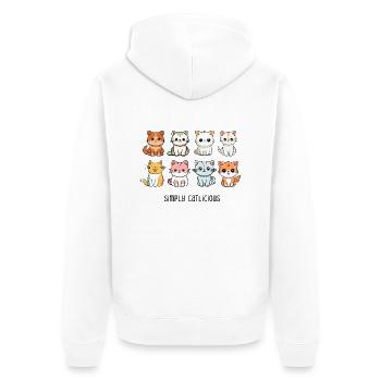 Cute Cat Cat Friends Funny Saying Gift - Unisex Premium Organic Zip Hoodie - white - Back - Thijin (182cm)