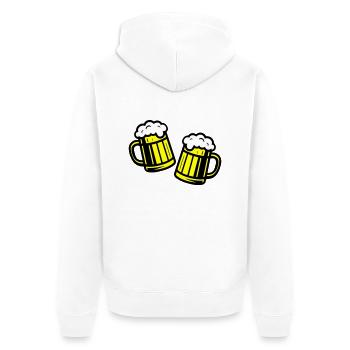 Bierglas Prost Symbol Bier - Unisex Premium Bio Zip Hoodie - Weiß - Hinten - Thijin (182cm)