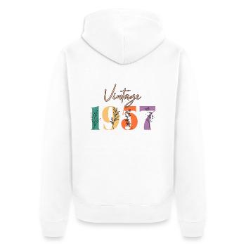 Vintage 1957 Floral - Unisex Premium Organic Zip Hoodie - white - Back - Thijin (182cm)