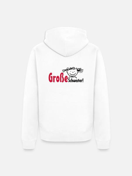 Große Schwester - Unisex Premium Bio Zip Hoodie - Weiß
