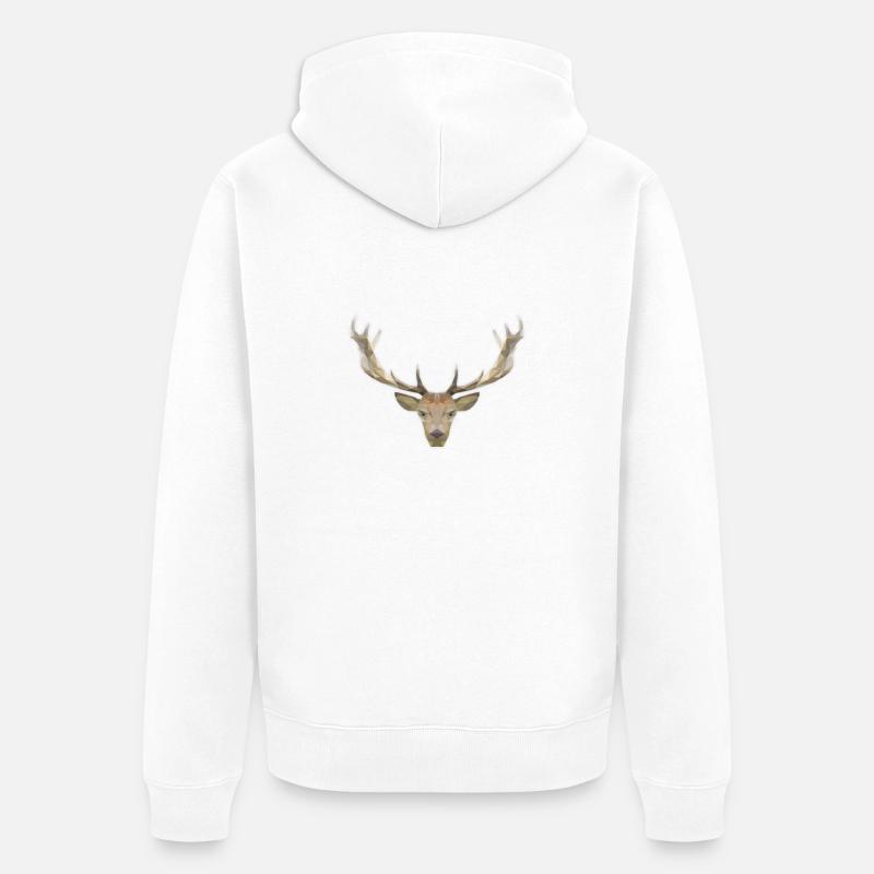 LowPoly "cerf" - Veste à capuche bio Premium Unisexe - blanc
