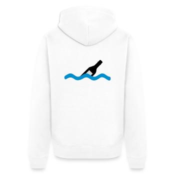 Flaschenpost - Unisex Premium Bio Zip Hoodie - Weiß - Hinten - Thijin (182cm)