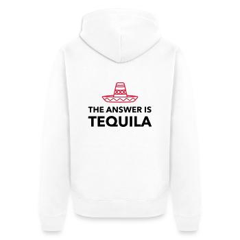 Die Antwort ist Tequila - Unisex Premium Bio Zip Hoodie - Weiß - Hinten - Thijin (182cm)