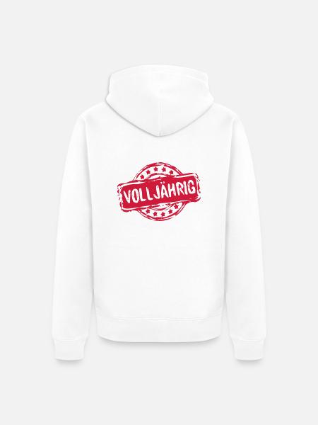 Stempel VOLLJÄHRIG - Unisex Premium Bio Zip Hoodie - Weiß