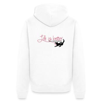 Life is better with a german sheperd! - Unisex Premium Bio Zip Hoodie - Weiß - Hinten - Thijin (182cm)