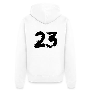 Brushed 23 - Unisex Premium Bio Zip Hoodie - Weiß - Hinten - Thijin (182cm)
