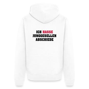 Ich hasse Junggesellenabschiede - Unisex Premium Bio Zip Hoodie - Weiß - Hinten - Thijin (182cm)