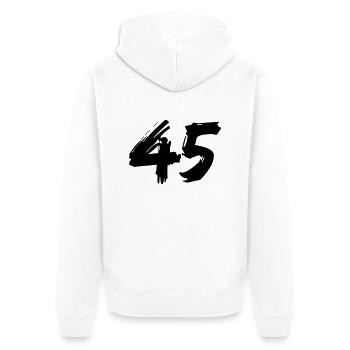 Brushed 45 - Unisex Premium Bio Zip Hoodie - Weiß - Hinten - Thijin (182cm)