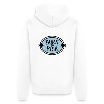 born to fish (J, 2c) - Unisex Premium Bio Zip Hoodie - Weiß - Hinten - Thijin (182cm)
