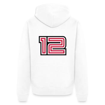 12_style_design - Veste à capuche bio Premium Unisexe - blanc - Dos - Thijin (182cm)