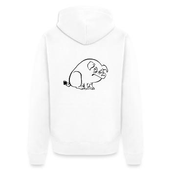 Alte Sau - Unisex Premium Bio Zip Hoodie - Weiß - Hinten - Thijin (182cm)