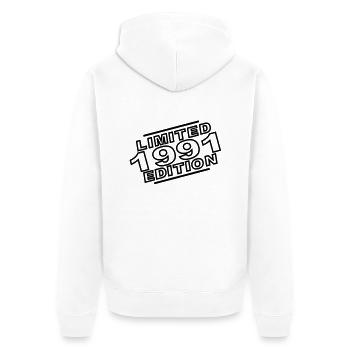 year 1991 limited edition - Unisex Premium Organic Zip Hoodie - white - Back - Thijin (182cm)