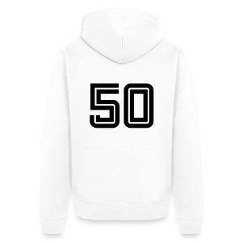 50f - Unisex Premium Bio Zip Hoodie - Weiß - Hinten - Thijin (182cm)