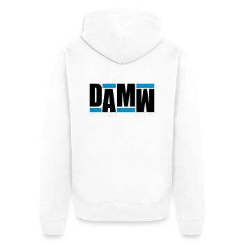 DAMW Retro - Unisex Premium Bio Zip Hoodie - Weiß - Hinten - Thijin (182cm)