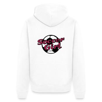 Soccer Girl - Unisex Premium Bio Zip Hoodie - Weiß - Hinten - Thijin (182cm)