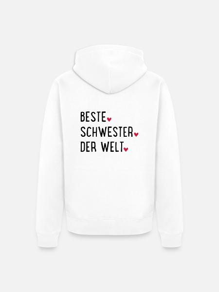 Schwester - Unisex Premium Bio Zip Hoodie - Weiß