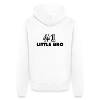 number one little bro - Unisex Premium Bio Zip Hoodie - Weiß - Hinten - Thijin (182cm)