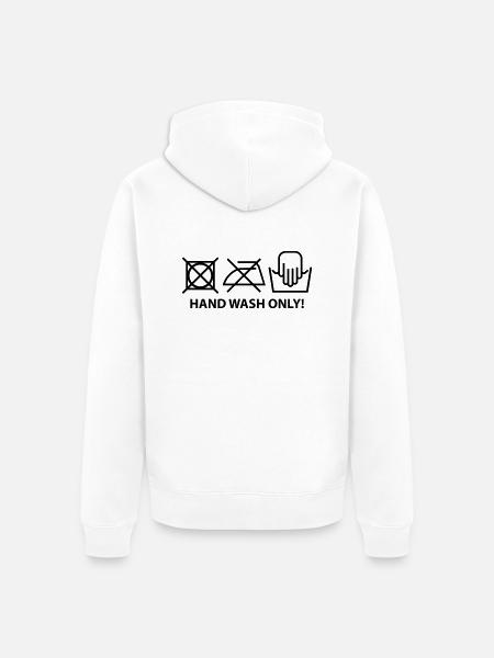hand_wash_only_f1 - Unisex Premium Organic Zip Hoodie - white