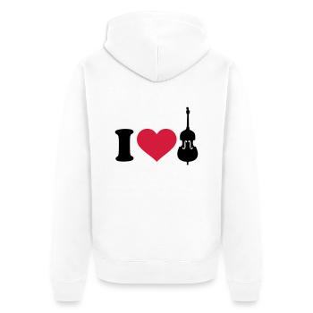 Kontrabass - Unisex Premium Bio Zip Hoodie - Weiß - Hinten - Thijin (182cm)