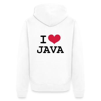 I Love Java [Developer / Geek] - Unisex Premium Bio Zip Hoodie - Weiß - Hinten - Thijin (182cm)