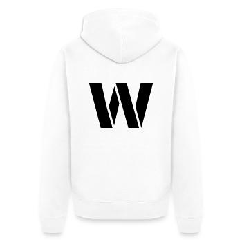 (w) - Unisex Premium Bio Zip Hoodie - Weiß - Hinten - Thijin (182cm)