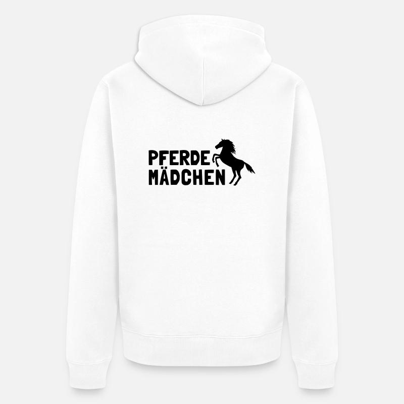 Pferdemädchen - Unisex Premium Bio Zip Hoodie - Weiß