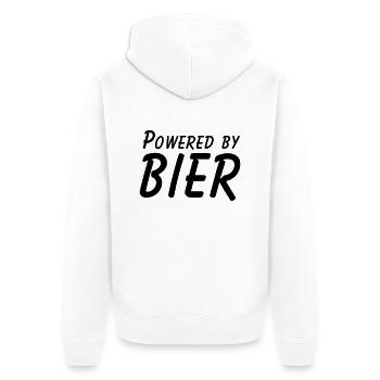 powered by bier - Unisex Premium Bio Zip Hoodie - Weiß - Hinten - Thijin (182cm)