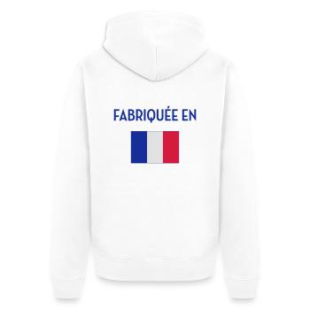France / Français / Française / Bébé / Naissance - Unisex Premium Bio Zip Hoodie - Weiß - Hinten - Thijin (182cm)