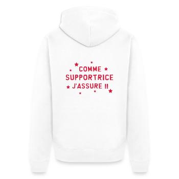 Supporter / Supportrice / Sport / Supporteur - Veste à capuche bio Premium Unisexe - blanc - Dos - Thijin (182cm)