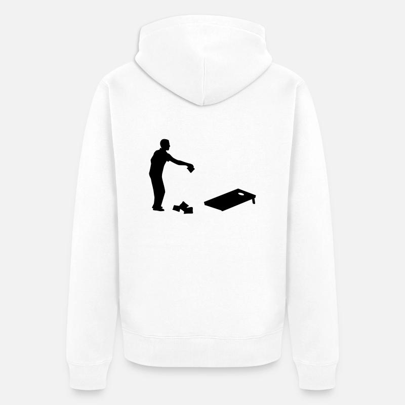 Cornhole - Unisex Premium Organic Zip Hoodie - white