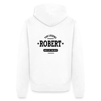 robert - Unisex Premium Bio Zip Hoodie - Weiß - Hinten - Thijin (182cm)